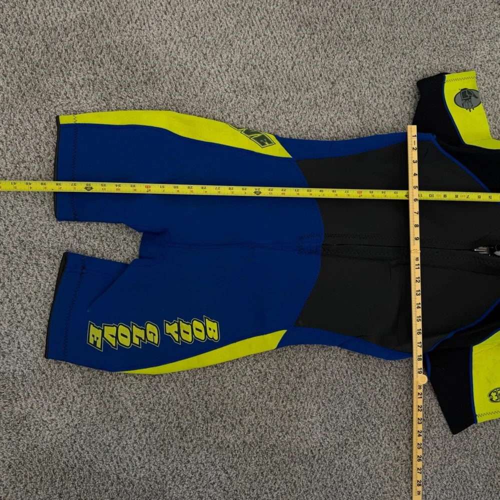 Body Glove Mens Shorty Wetsuit Large Blue Neon Yellow Black Spring Suit 3/2mm